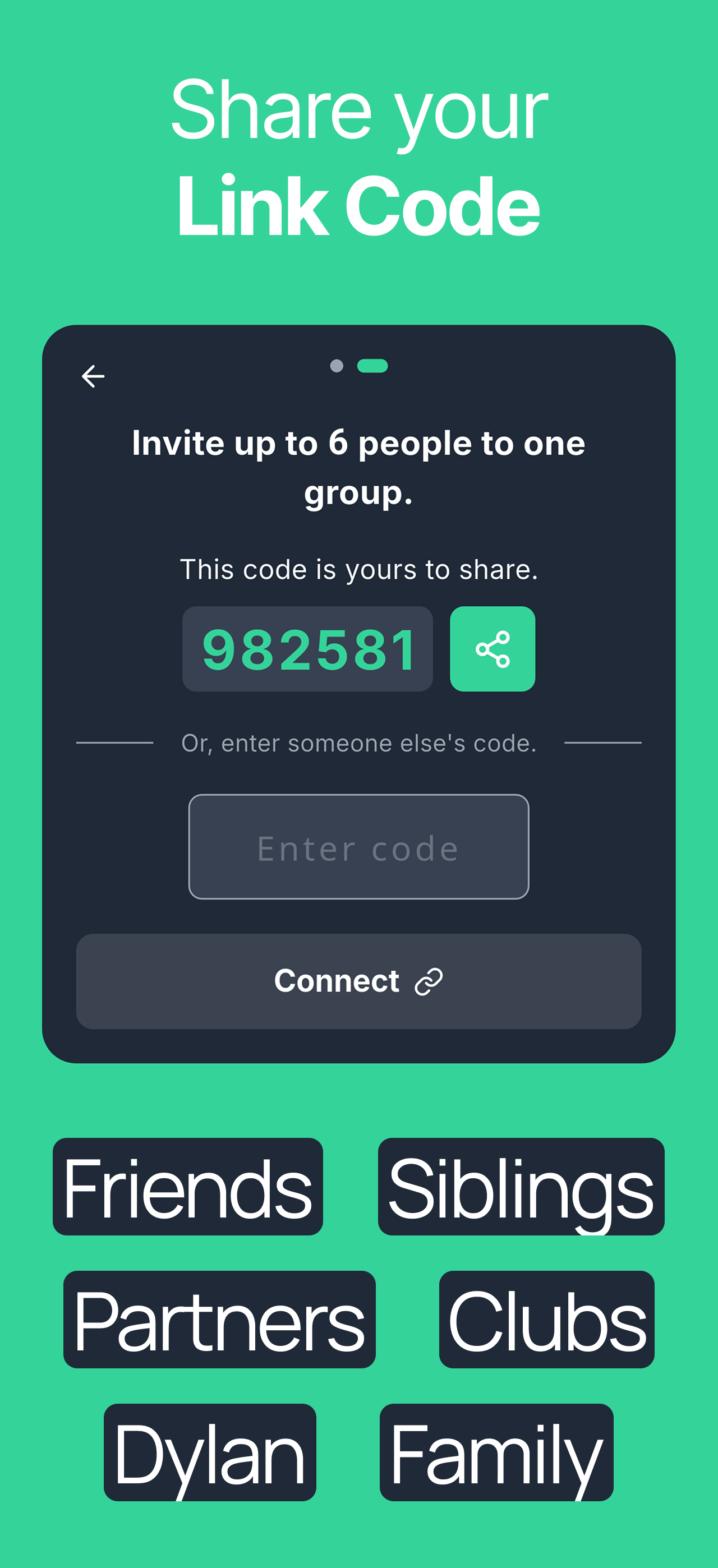 UrTurn app screenshot showing app settings and group details